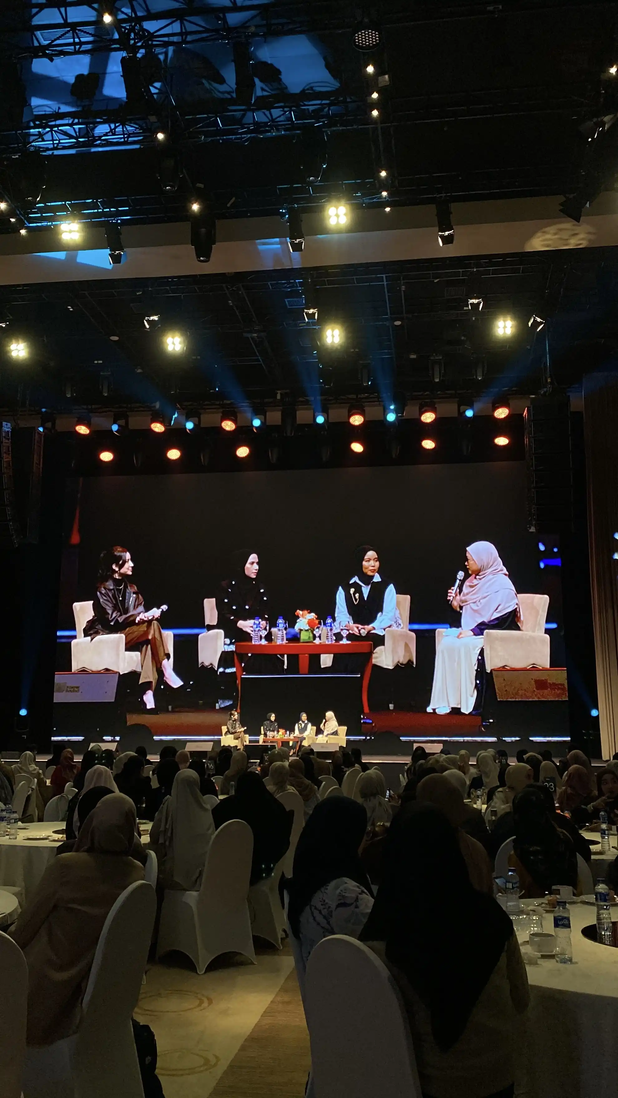 Jakarta Modest Summit 2026 panel discussion on stage with four speakers